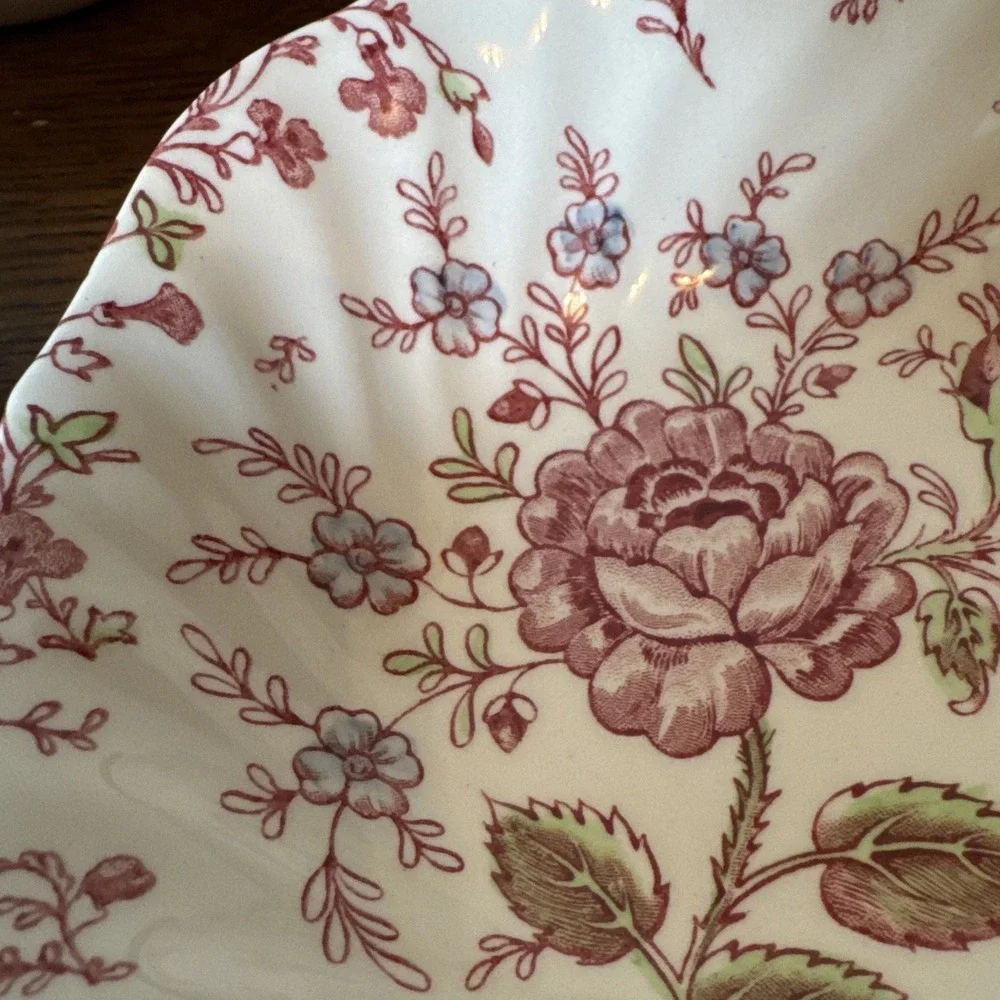 Vintage Johnson Brothers Rose Chintz Square Cereal Bowl Set Of 4